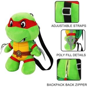 Teenage Mutant Ninja Turtles Raphael Youth 14" Plush Backpack‎ Bag